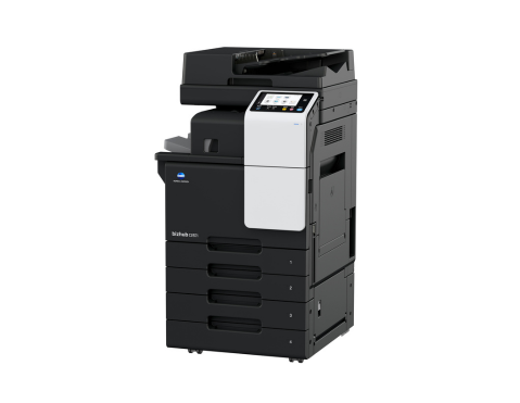 Stampante multifunzione Konica Minolta Bizhub C360 con touchscreen e funzioni di stampa, copia e scansione per ufficio